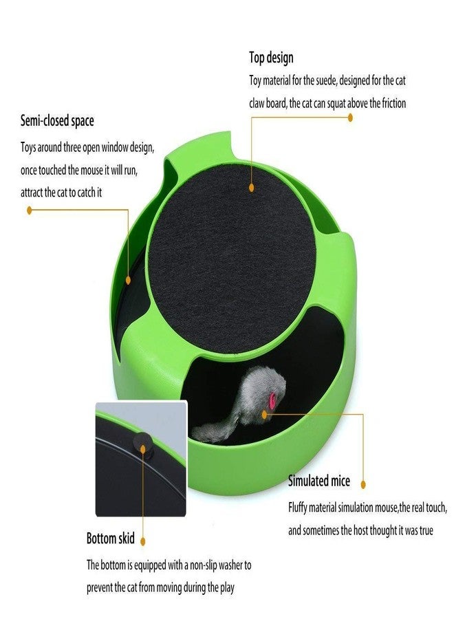 Pups&Pets لعبة Pups&Pets Catch The Mouse Cat Scratcher التفاعلية للقطط والقطط الصغيرة، مزودة بفأر يركض ولوحة خدش (أخضر) - Image 2